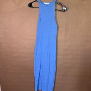 Zara Periwinkle Blue Ribbed Tank Maxi Dress